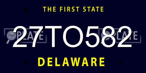 27TO582 Delaware License Plate