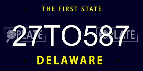27TO587 Delaware License Plate