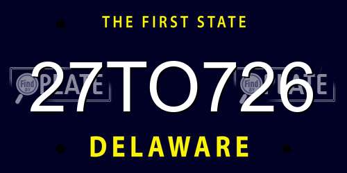 27TO726 Delaware License Plate