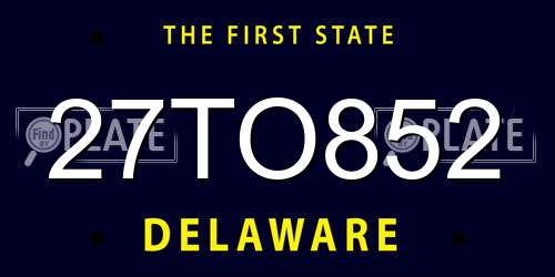 27TO852 Delaware License Plate