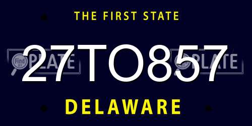 27TO857 Delaware License Plate