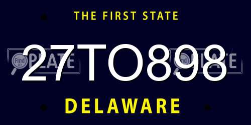 27TO898 Delaware License Plate