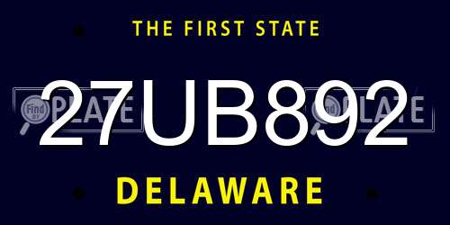 27UB892 Delaware License Plate