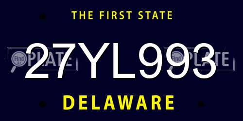 27YL993 Delaware License Plate