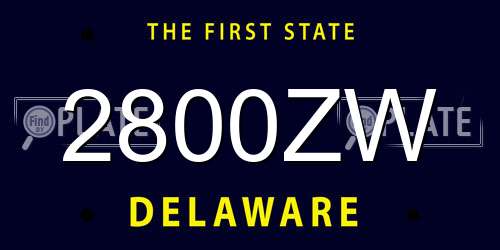 2800ZW Delaware License Plate