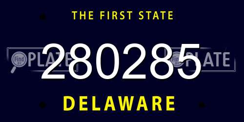 280285 Delaware License Plate
