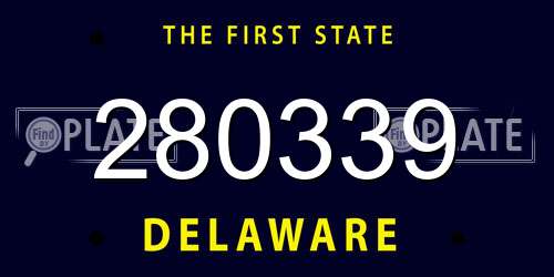 280339 Delaware License Plate