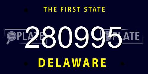 280995 Delaware License Plate