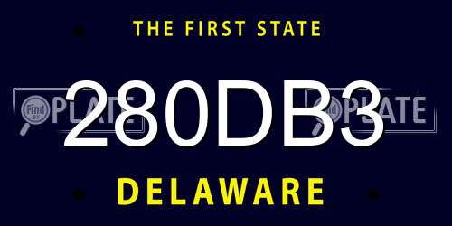 280DB3 Delaware License Plate