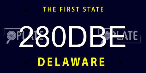 280DBE Delaware License Plate