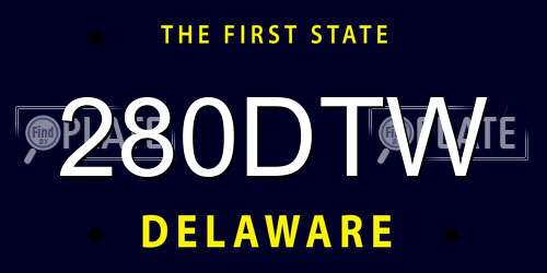280DTW Delaware License Plate