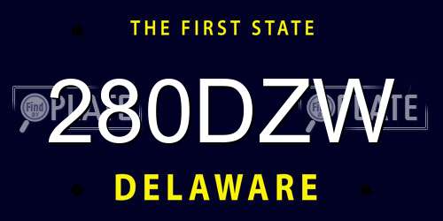 280DZW Delaware License Plate