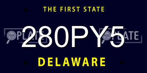 280PY5 Delaware License Plate