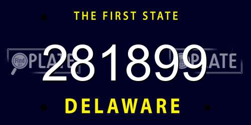 281899 Delaware License Plate