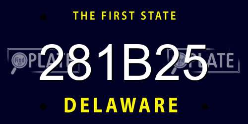 281B25 Delaware License Plate