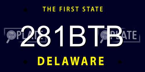 281BTB Delaware License Plate