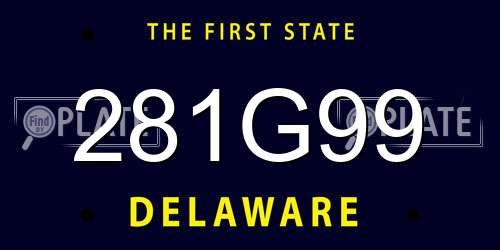 281G99 Delaware License Plate