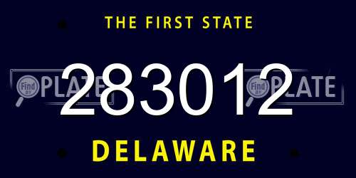 283012 Delaware License Plate