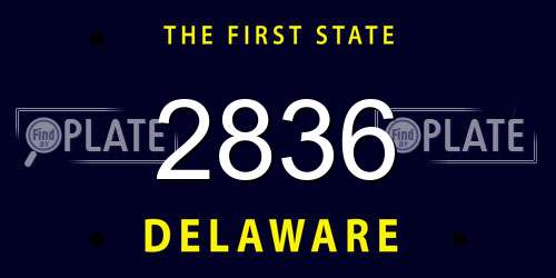2836 Delaware License Plate