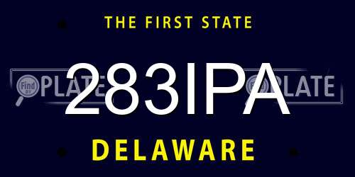 283IPA Delaware License Plate