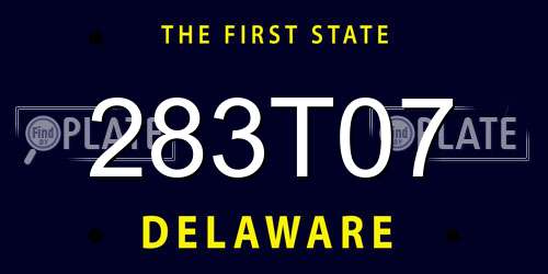 283T07 Delaware License Plate