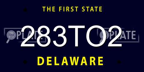 283TO2 Delaware License Plate