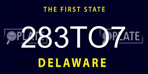 283TO7 Delaware License Plate