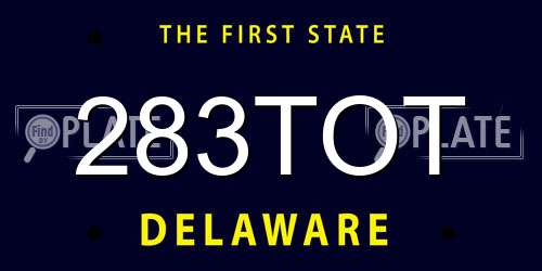 283TOT Delaware License Plate