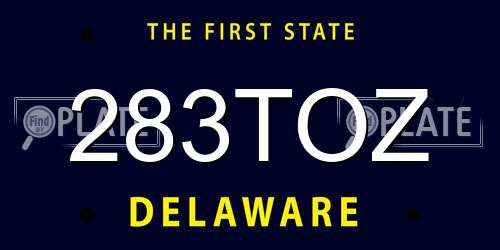 283TOZ Delaware License Plate