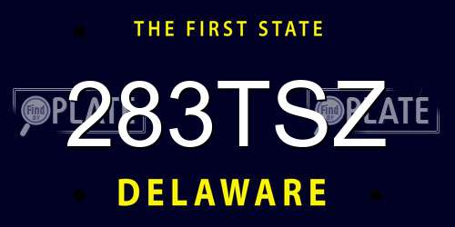 283TSZ Delaware License Plate