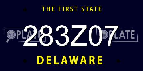 283Z07 Delaware License Plate