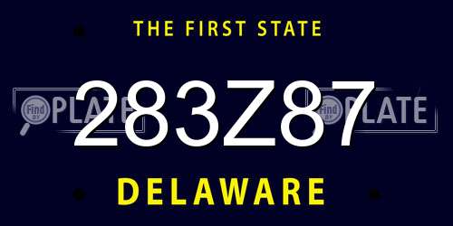 283Z87 Delaware License Plate