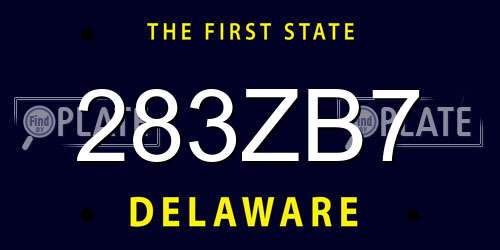 283ZB7 Delaware License Plate