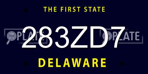 283ZD7 Delaware License Plate