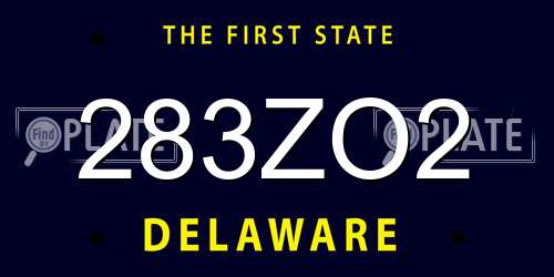 283ZO2 Delaware License Plate