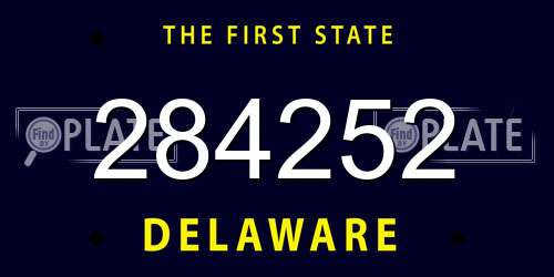 284252 Delaware License Plate