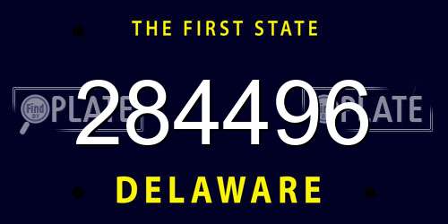 284496 Delaware License Plate