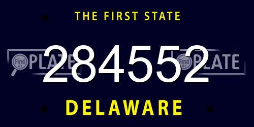 284552 Delaware License Plate