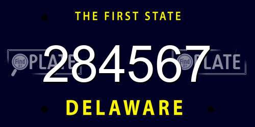 284567 Delaware License Plate