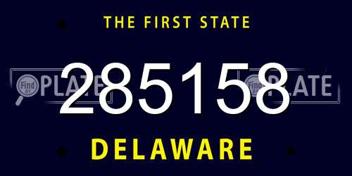 285158 Delaware License Plate