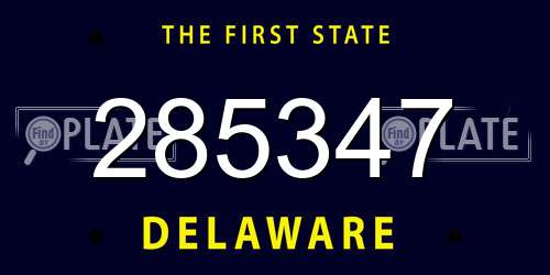 285347 Delaware License Plate