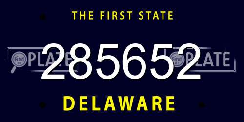285652 Delaware License Plate