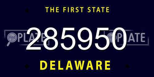 285950 Delaware License Plate