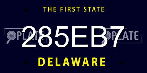 285EB7 Delaware License Plate