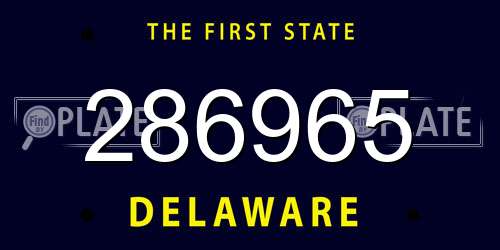 286965 Delaware License Plate