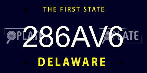286AV6 Delaware License Plate