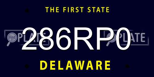 286RP0 Delaware License Plate