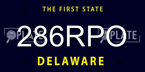 286RPO Delaware License Plate