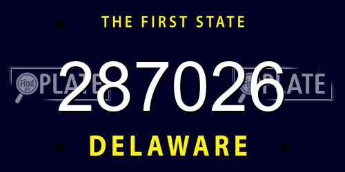287026 Delaware License Plate