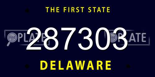 287303 Delaware License Plate